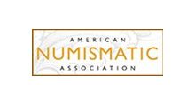 Logo of the American Numismatic Association in gold and white.