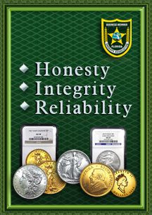 A poster highlighting honesty, integrity, and reliability with medals and certificates.