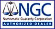 Logo of Numismatic Guaranty Corporation, an official autograph dealer.