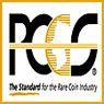 Logo of PCGS, a coin grading company.