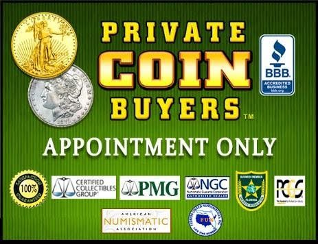 Advertisement for Private Coin Buyers, appointment only.