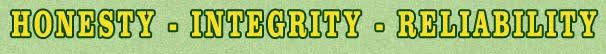 Close-up of yellow letters on a green background.